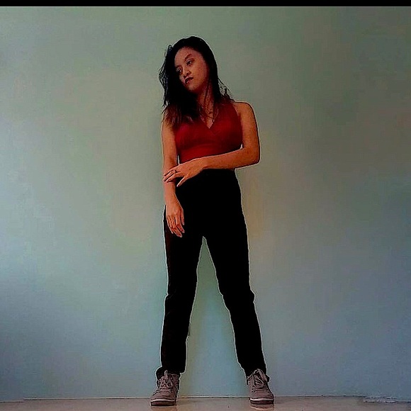 Red Deep V neck crop top/bralette - Picture 4 of 5